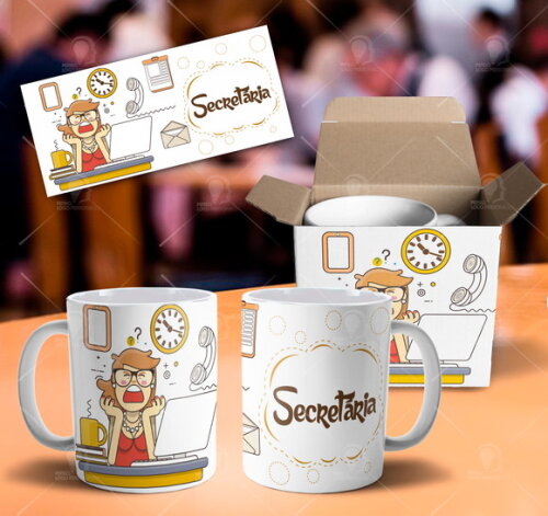 Caneca Profissão Secretária + Caixinha