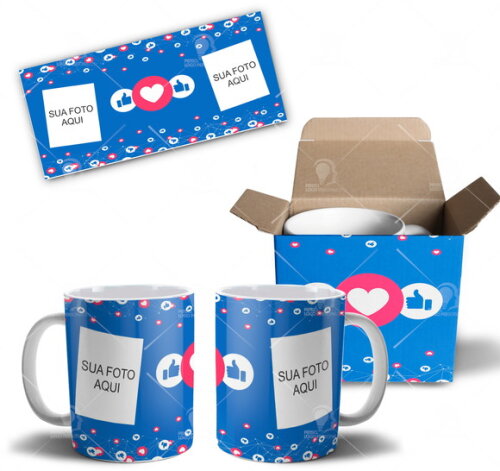 Caneca Redes sociais personalizada com Foto + Caixinha