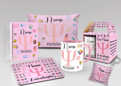 Caneca Profissão Psicologia + Kit Agenda com Nome