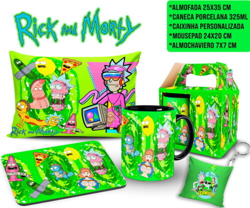Caneca Rick and Morty + Kit Personalize com Nome