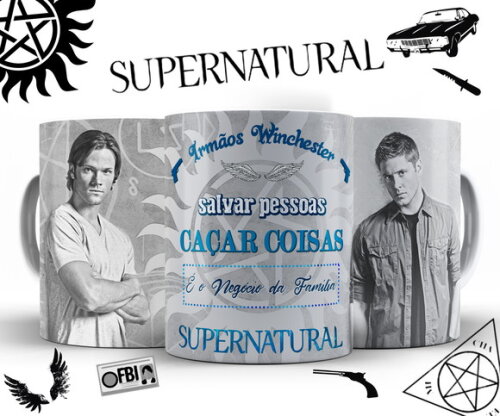 Caneca Série Supernatural irmãos Dean e Sam winchester