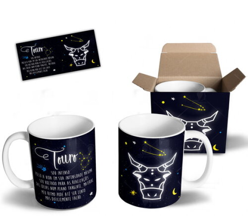 Caneca Signo Touro Personalizada Com Nome + Caixa