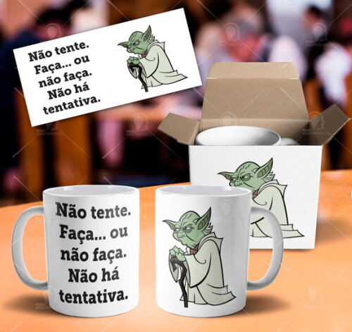 Caneca Star Wars Mestre Yoda + Caixinha Mod 002