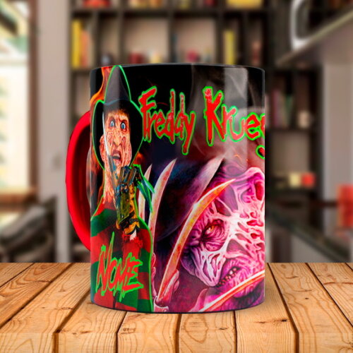 Caneca Terror Freddy krueger Hora do Pesadelo com Nome