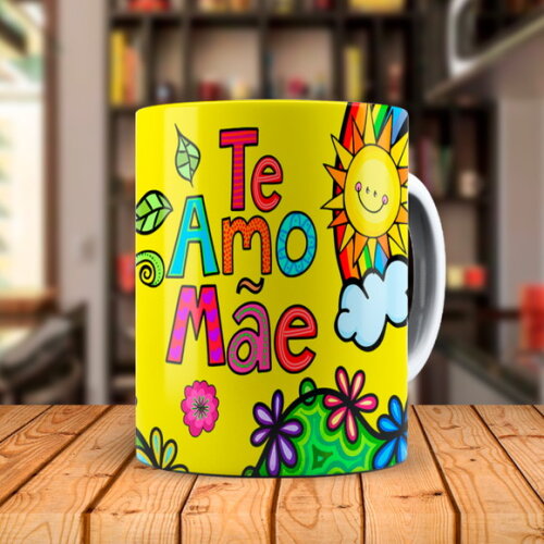 Caneca Te Amo Mãe com Nome Personalizado