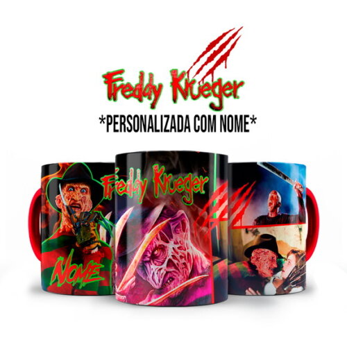 Caneca Terror Freddy krueger Hora do Pesadelo com Nome