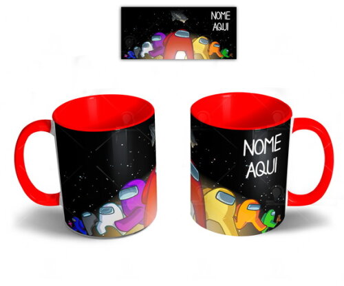 Caneca Vermelha Among Us com Nome - Mod 001