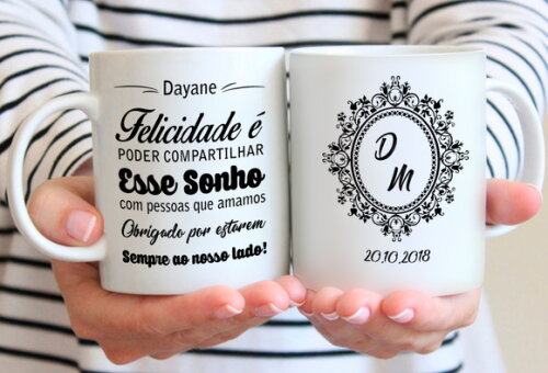 Kit 2 Canecas - Padrinho e Madrinha Casamento - Mod 005