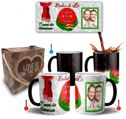 Kit 2 Canecas Mágica Bodas de Lã com Foto + Caixinha