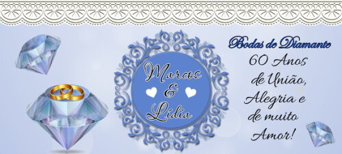 Kit 2 Canecas Mágicas Bodas de Diamante + Caixinha