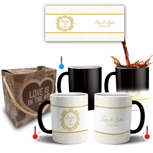 Kit 2 Canecas Mágicas Casamento Bodas De Ouro 50 Anos