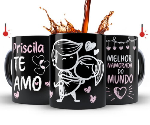 Kit 2 Canecas Mágicas Melhor Namorado e Namorada com Nomes
