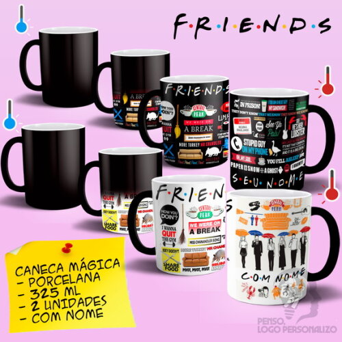 Kit 2 Canecas Mágicas Série Friends com nome
