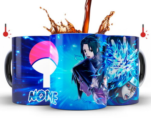 Kit 2 Canecas Mágicas Naruto e Sasuke com Nome