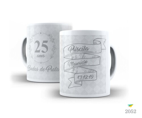 Kit 2 Canecas Personalizadas Bodas De Prata 25 Anos
