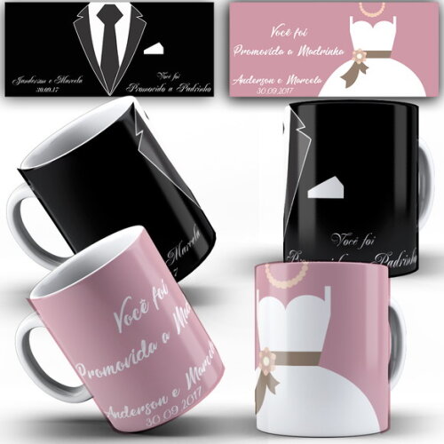 Kit 2 Canecas Personalizadas Padrinho E Madrinha !!!