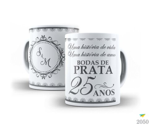 Kit 2 Canecas Personalizadas Bodas De Prata 25 Anos