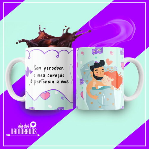 kit 2 Canecas Presente de Namoro Noivos Meu coração é Seu