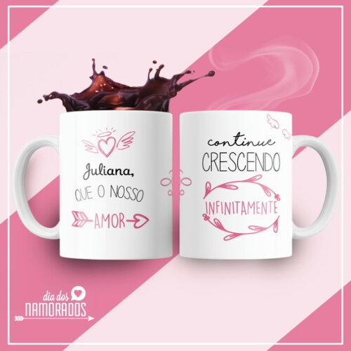 kit 2 Canecas Presente de Namoro Que o Nosso Amor Cresça