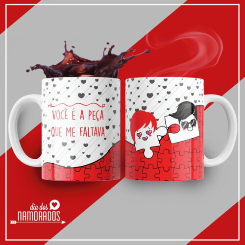 kit 2 Canecas Presente de Namoro Você é a peça que faltava