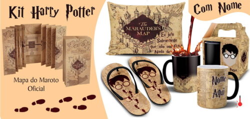 Kit Harry Potter com Nome + Mapa do Maroto