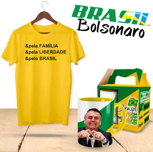 Kit Camiseta + Caneca Bolsonaro Conservador Com Nome