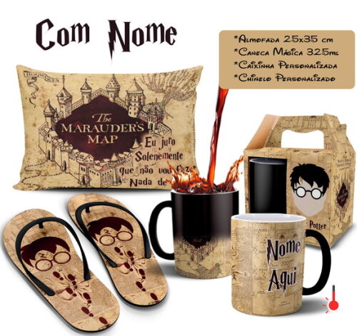 Kit Harry Potter com Nome + Mapa do Maroto