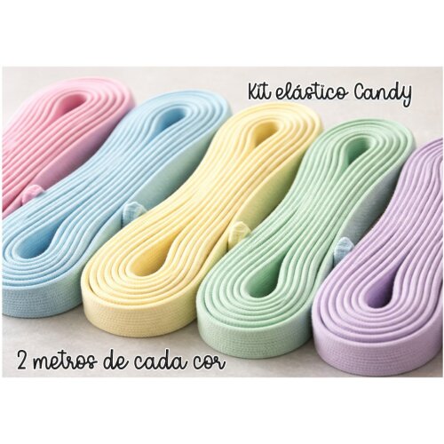 Kit De Elástico Chato 7mm Candy 2 Metros De Cada Cor - Cópia