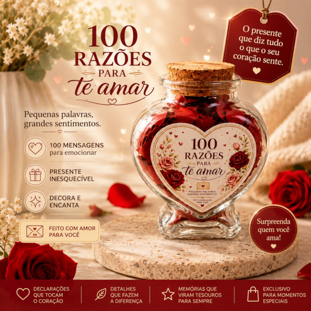 100 Razões Para Te Amar Presente Romântico Criativo Com 100 Men