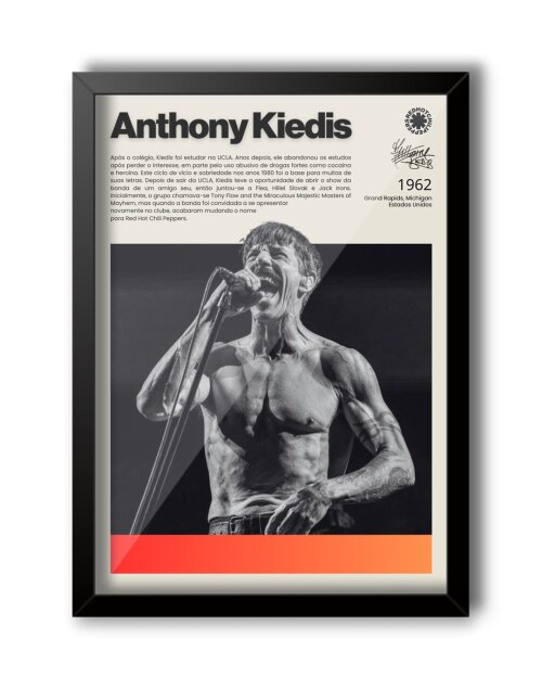 Quadro Decorativo A3 Anthony Kiedis Red Hot Chili Peppers