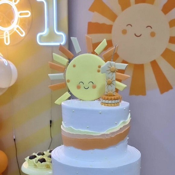 Topo de Bolo e Vela Sol,tema Lá Vem o Sol,365sorrisos