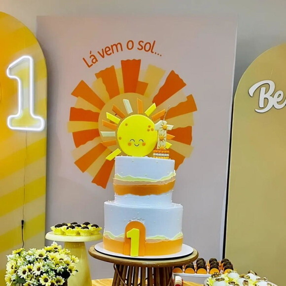 Topo de Bolo e Vela Sol,tema Lá Vem o Sol,365sorrisos