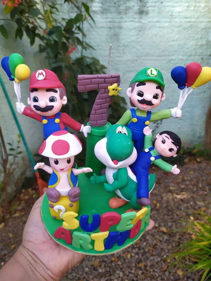 Topo de Bolo Mario e Luigi