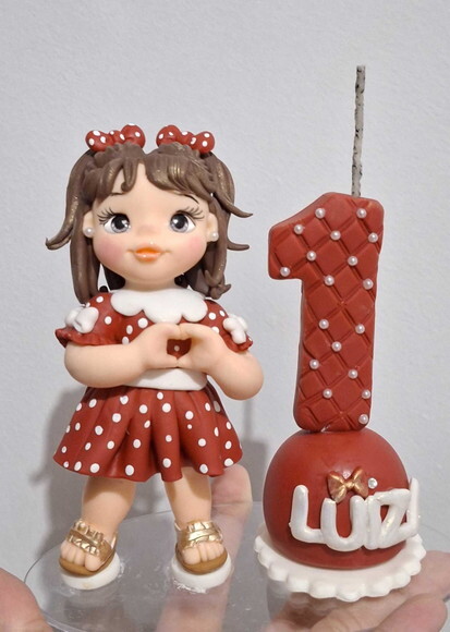 Topo de Bolo Vela Personalizada.tema Minnie
