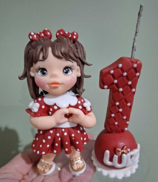Topo de Bolo Vela Personalizada.tema Minnie