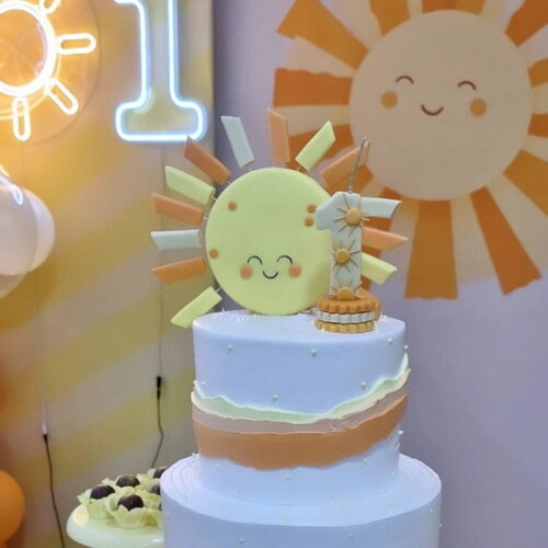 Topo de Bolo e Vela Sol,tema Lá Vem o Sol,365sorrisos