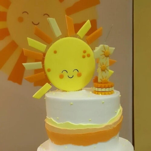 Topo de Bolo e Vela Sol,tema Lá Vem o Sol,365sorrisos