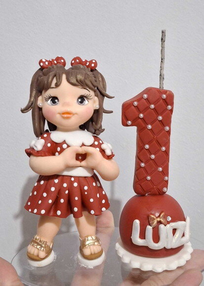 Topo de Bolo Vela Personalizada.tema Minnie
