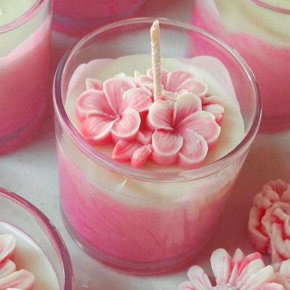 Vela Uma ou Duas Cores com Flor Hortência
