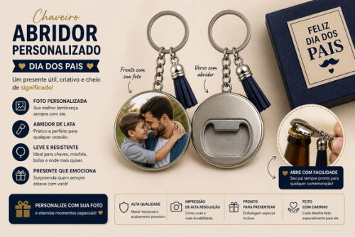 Chaveiro Abridor de Garrafa - Qualquer Tema