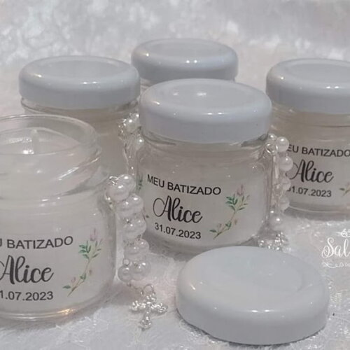 Lembrancinha Batizado Vela com Terço