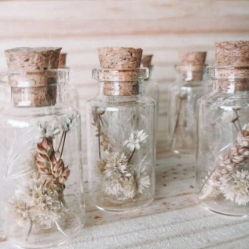 Mini Garrafinhas Decoradas com Flores Secas Naturais