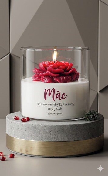 Vela com Flor de Peônia ou Botão de Rosa