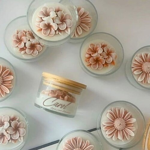 Vela Uma ou Duas Cores com Flor Hortência
