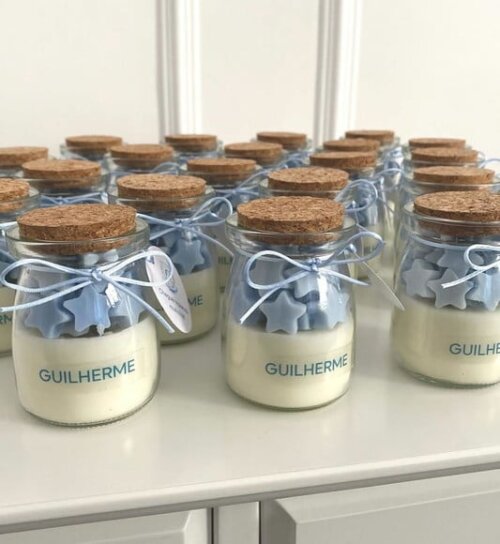 Velas com Tampa de Rolha com Mensagem no Vidro