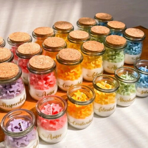 Velas com Tampa de Rolha com Mensagem no Vidro