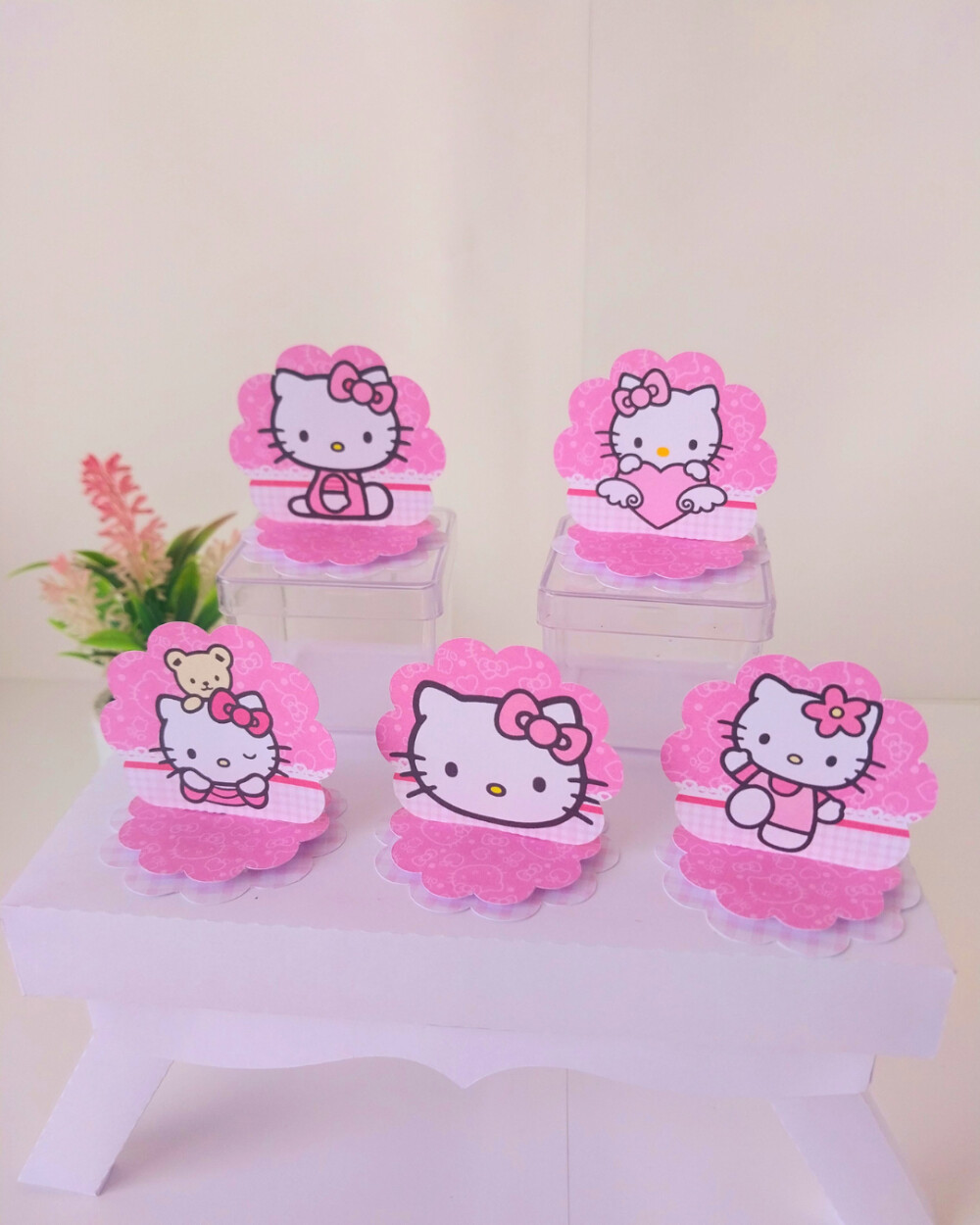 15 Aplique 3D Hello Kitty Tag escalope Personalizada Festa Lembra
