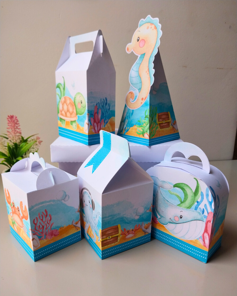 Kit 30 caixas Fundo do mar menino Personalizado | Lembrancinhas I