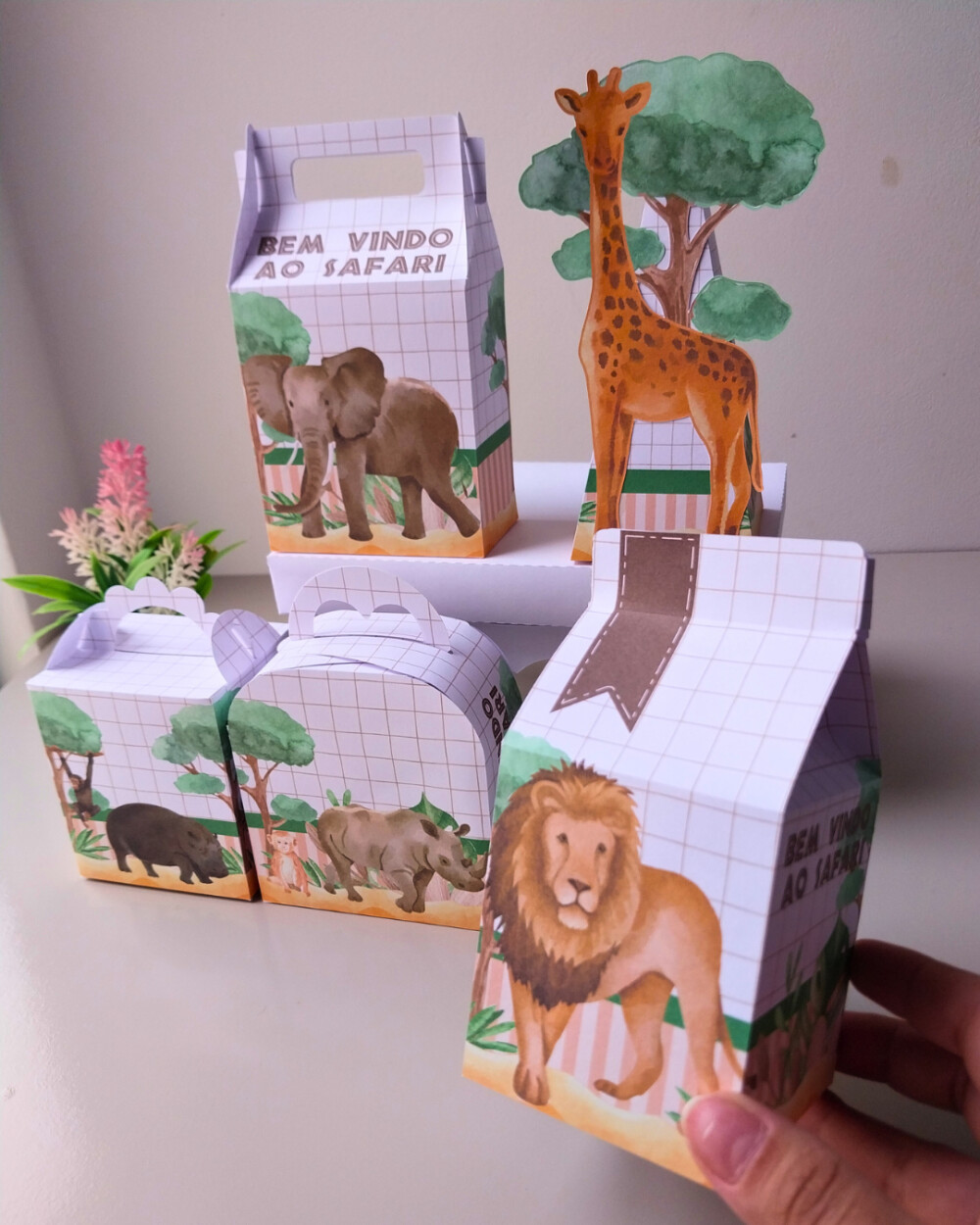 Kit 30 caixas Safari Realista Personalizado | Lembrancinhas Infan