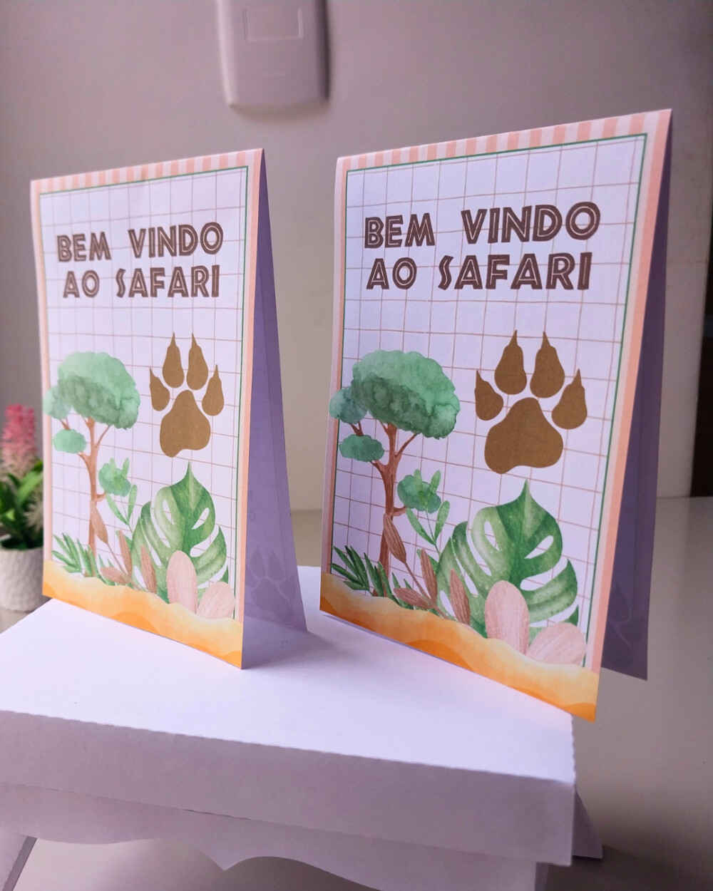 15 Plaquinha de mesa Safari Realista Festa Infantil | Centro de m